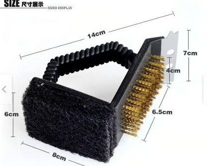 Cepillo Limpia Parrillas 3 en 1 – Limpia, Raspa y Deja tu Parrilla Lista