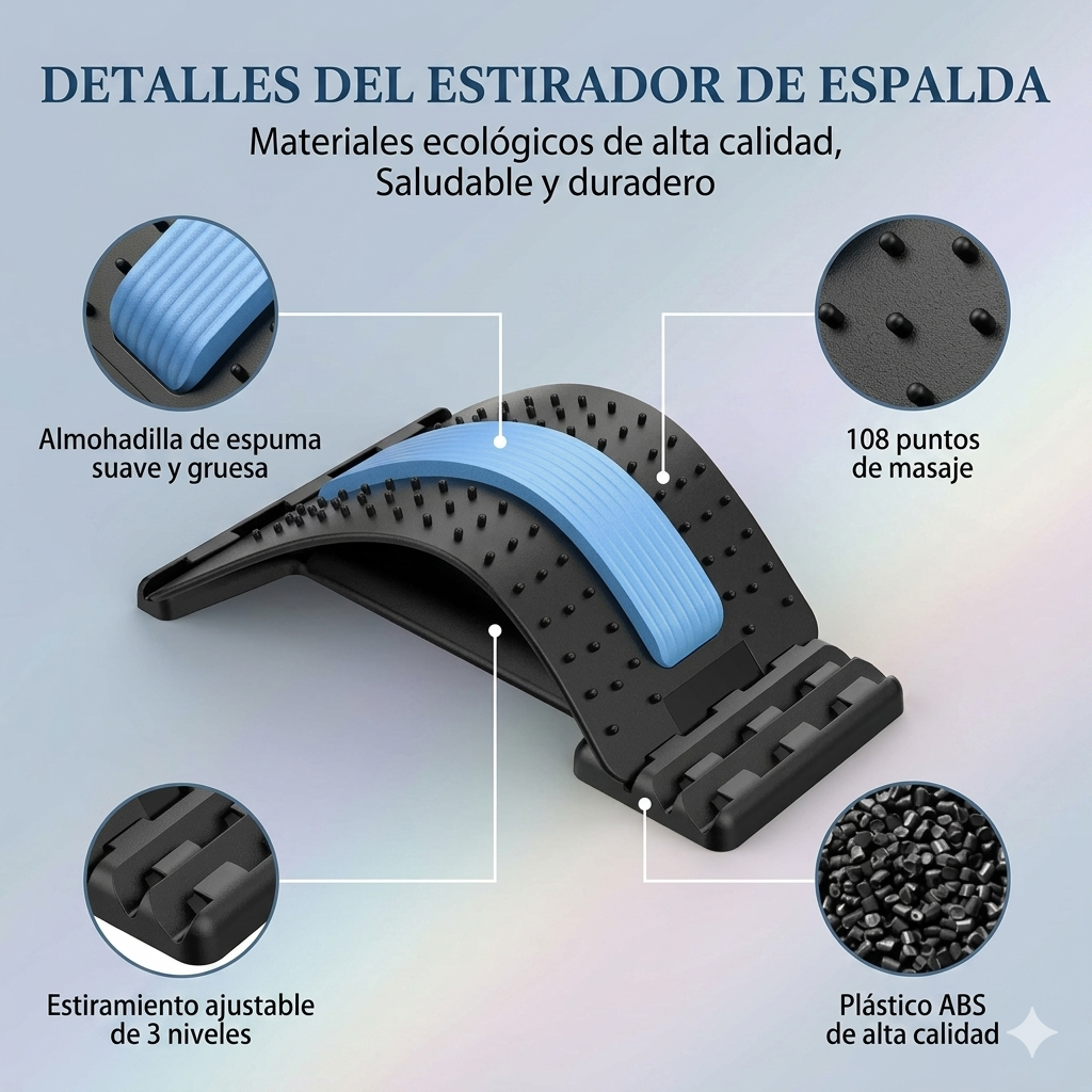 Corrector y Estirador Lumbar de Espalda – 3 Niveles de Ajuste