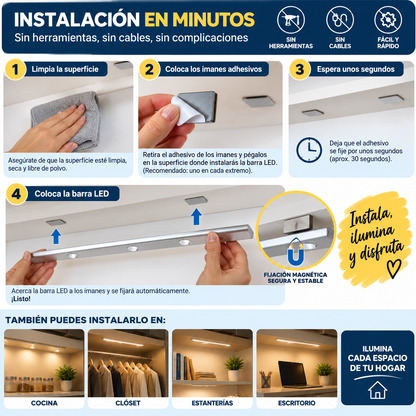 Barra LED Inteligente con Sensor de Movimiento 50 cm